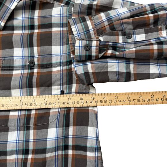 Patagonia Shirt Men's XS Button Front Plaid 100% Organic Cotton Gray Brown - Picture 7 of 9